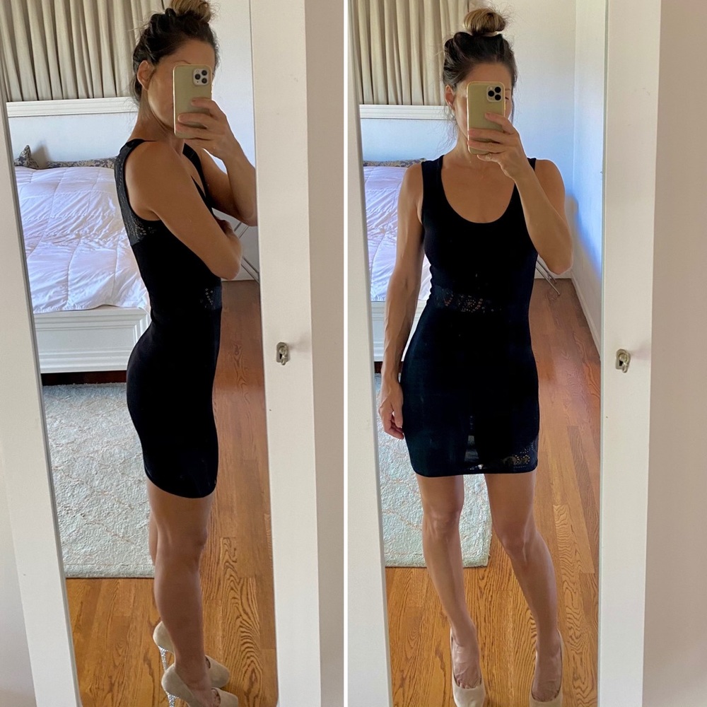 Bebe black lace bandage mini dress